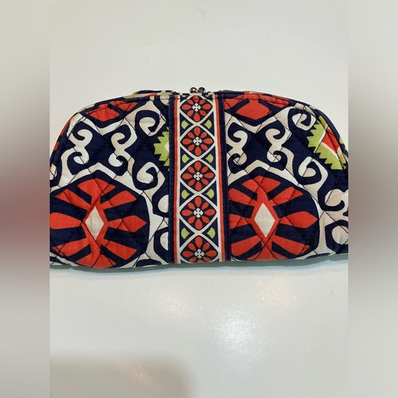 Vera Bradley quilted cotton clutch wallet Kiss N snap Sun Valley Navy Red Green - Picture 2 of 6